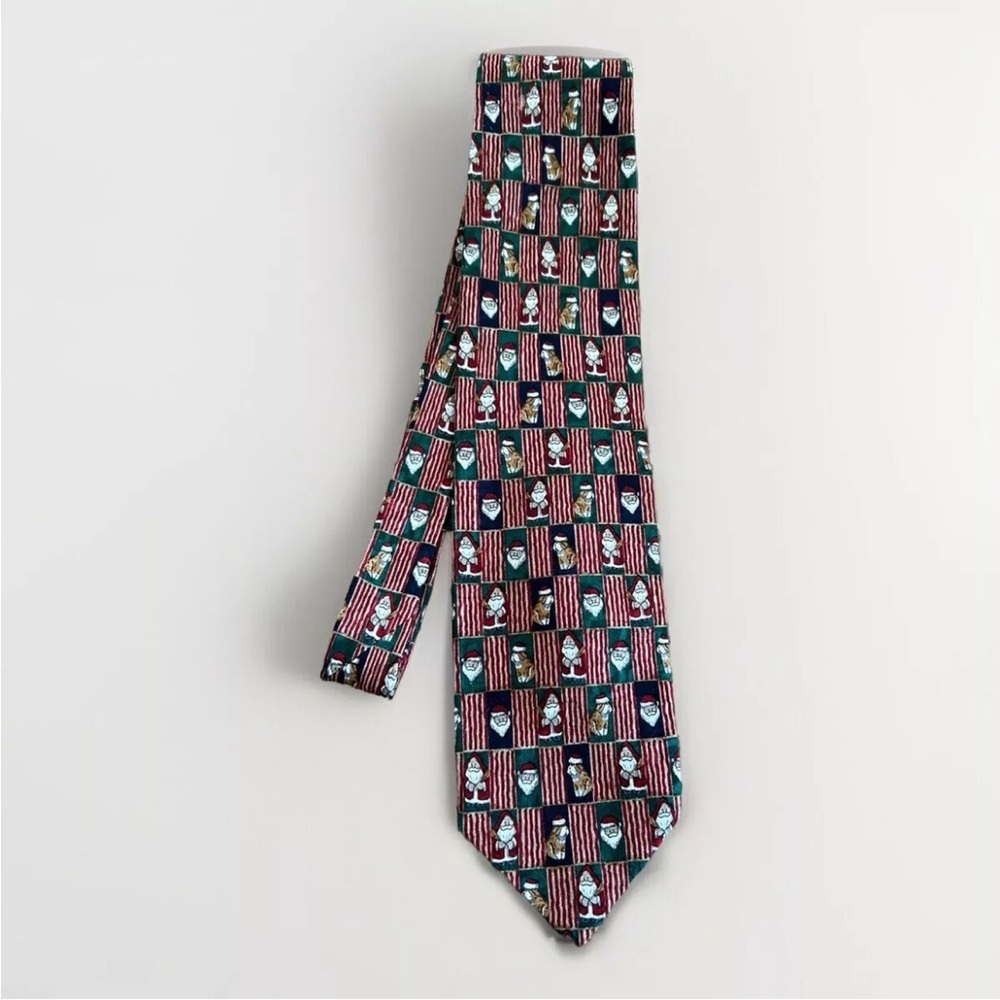 Mens Christmas/Holiday Silk Tie -Handmade Santa & Dog Bostonian Ltd Penn State - Picture 9 of 9